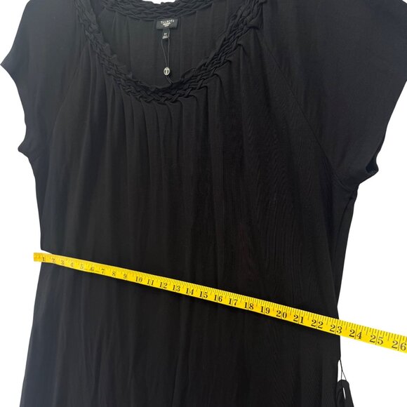 Talbots Belted Midi Dress Black Short Cap Sleeve Stretch Pullover Size 3X - Picture 9 of 10